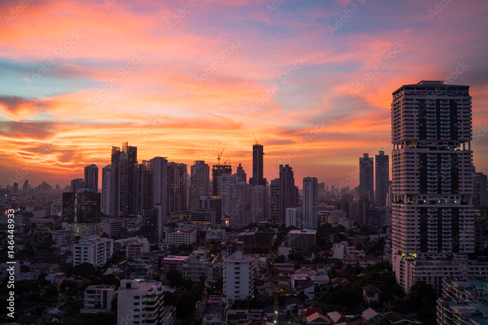 Majestic sunset over Bangkok