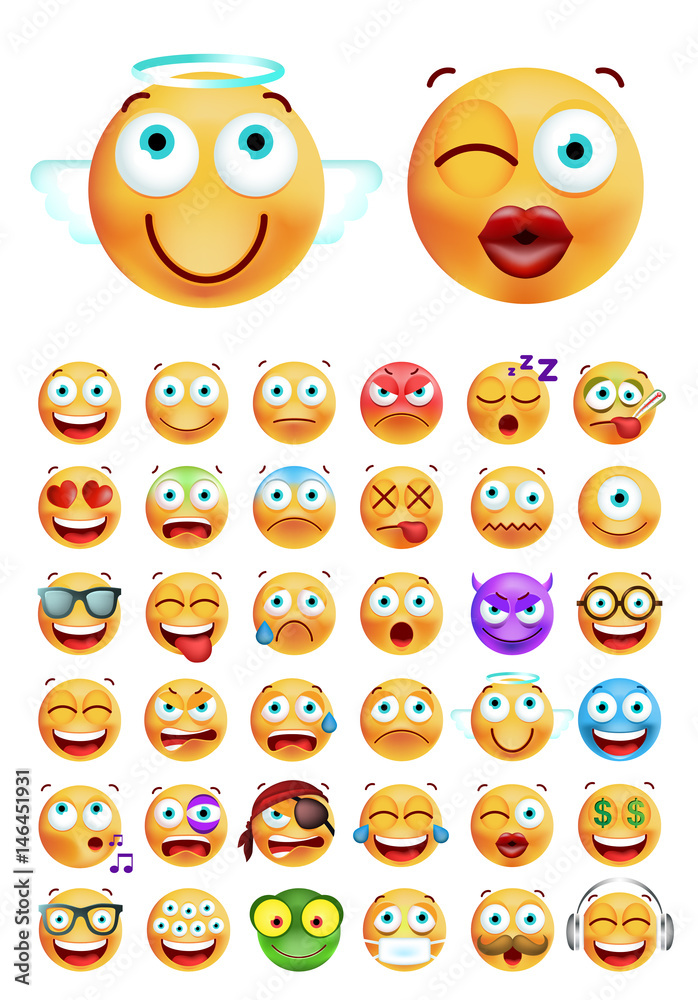 Set of Cute Emoticons on White Background. Isolated Vector Illustration Set of Cute Emoticons on White Background. Isolated Vector Illustration