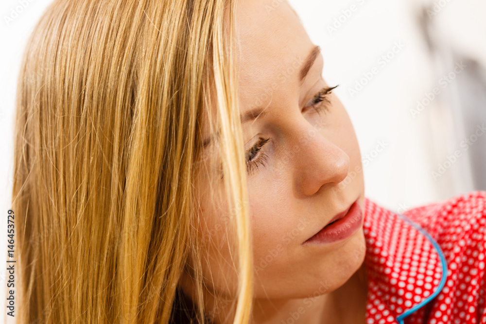 Closeup portrait of young blonde woman Closeup portrait of young blonde woman