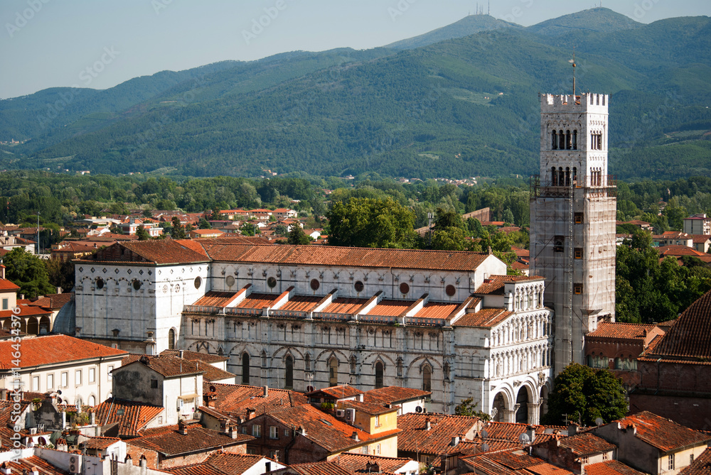 Lucca cathedral with red roofs, Toscana, Italy