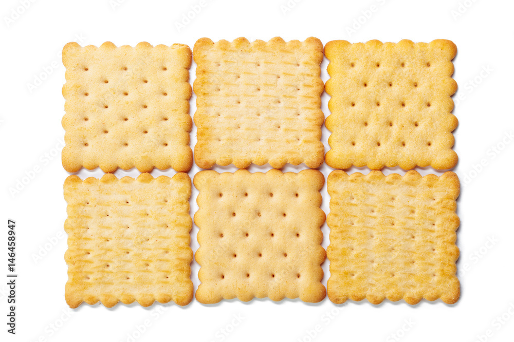 Cracker cookies isolated on white background