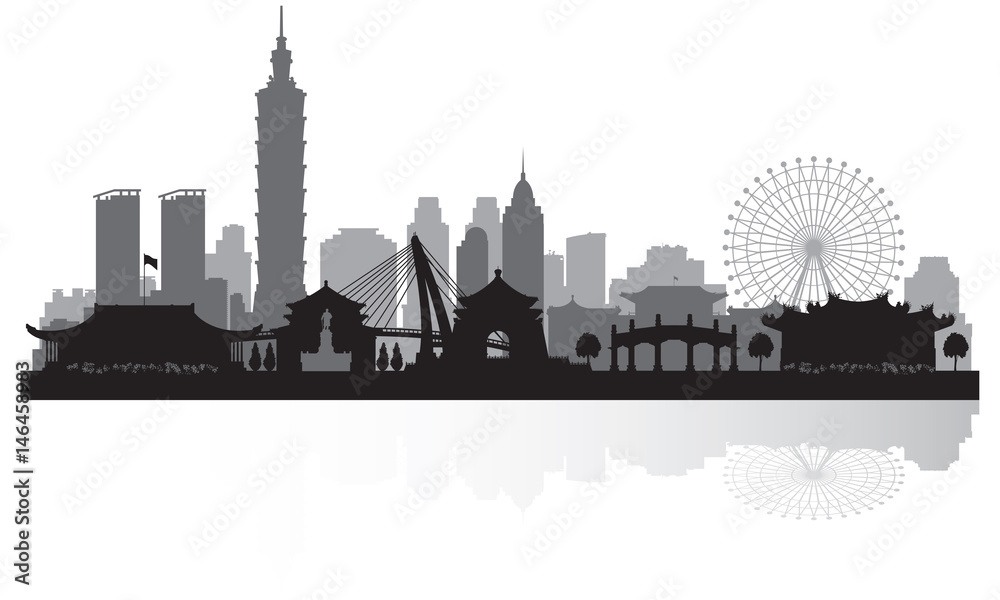 Naklejka premium Sylwetka panoramę miasta Tajpej Tajwan