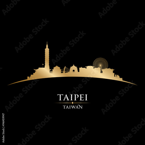 Taipei Taiwan city skyline silhouette black background