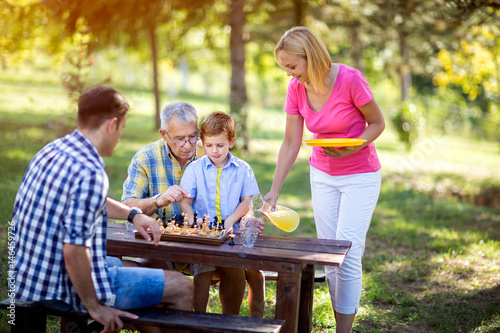 family break from a game of chess .