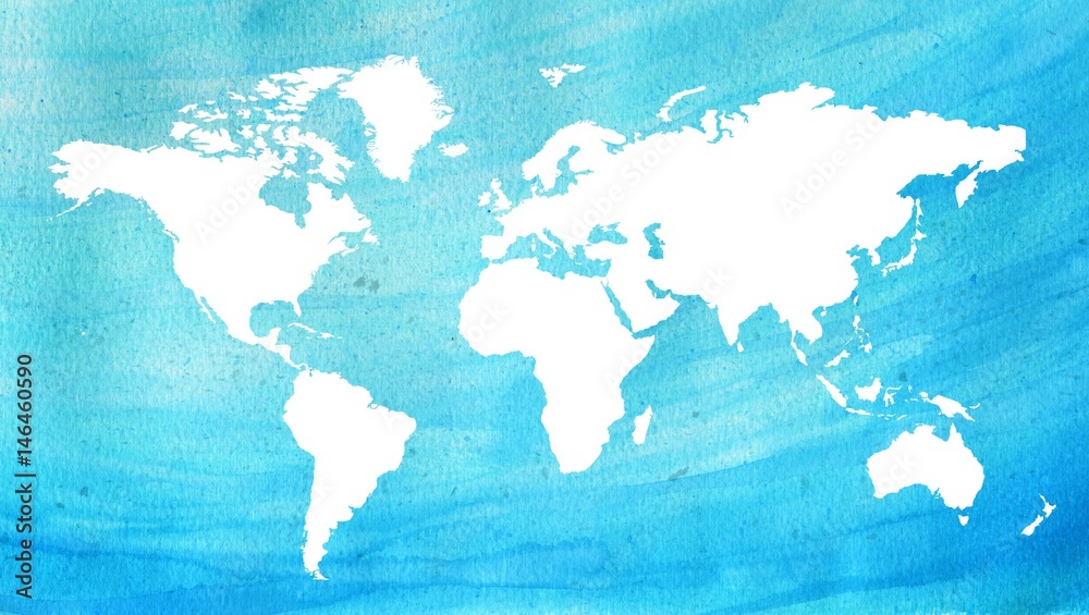 mapa del mundo en acuarela