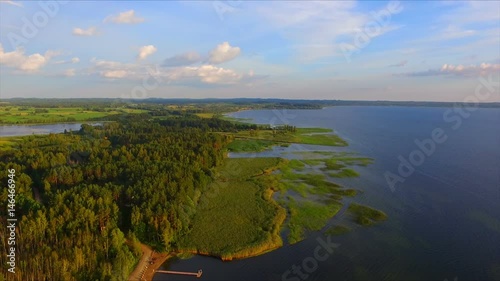 Aerial view of lake and national park Razna in Latvia photo