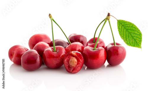 cherry and slices cherry isolated.
