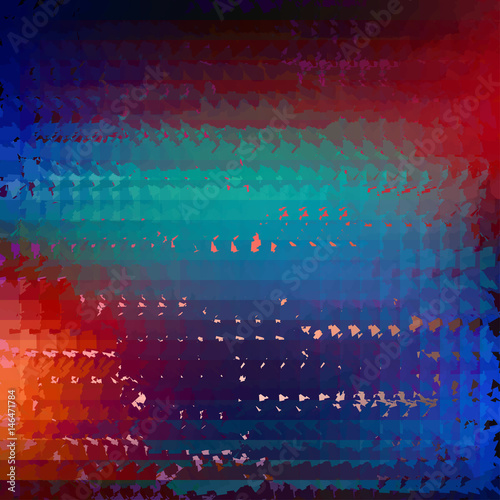 Abstract colorful glitched background. Vector pattern with neon backlight