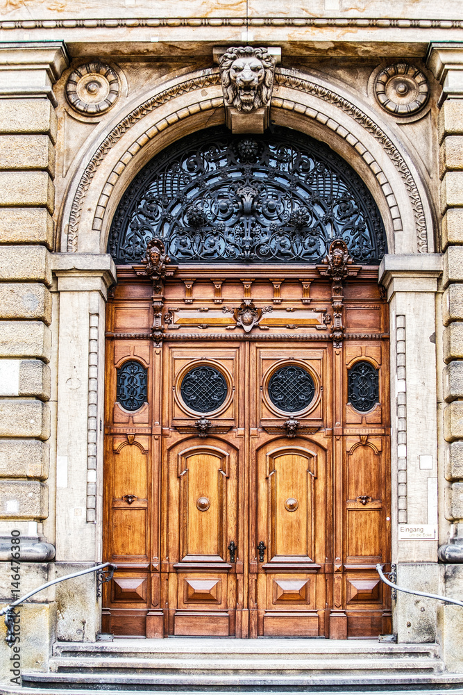 antique luxury wooden door in europe