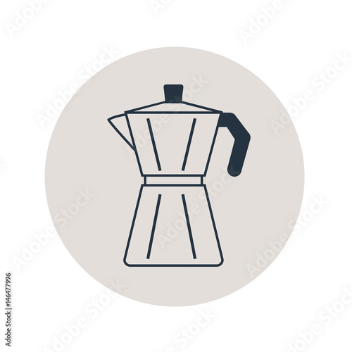 Icono plano cafetera lineal en circulo gris