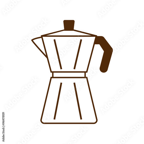 Icono plano cafetera lineal marrón en fondo blanco © teracreonte