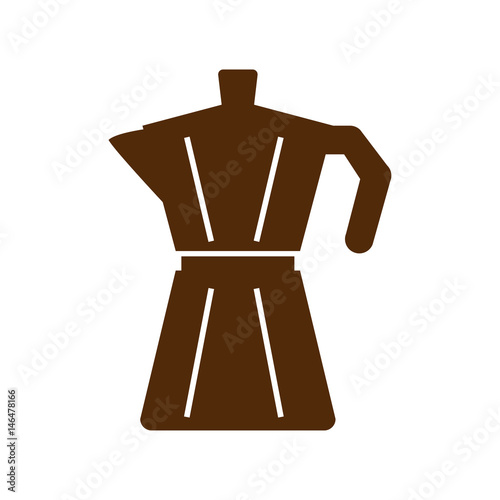 Icono plano cafetera marrón en fondo blanco