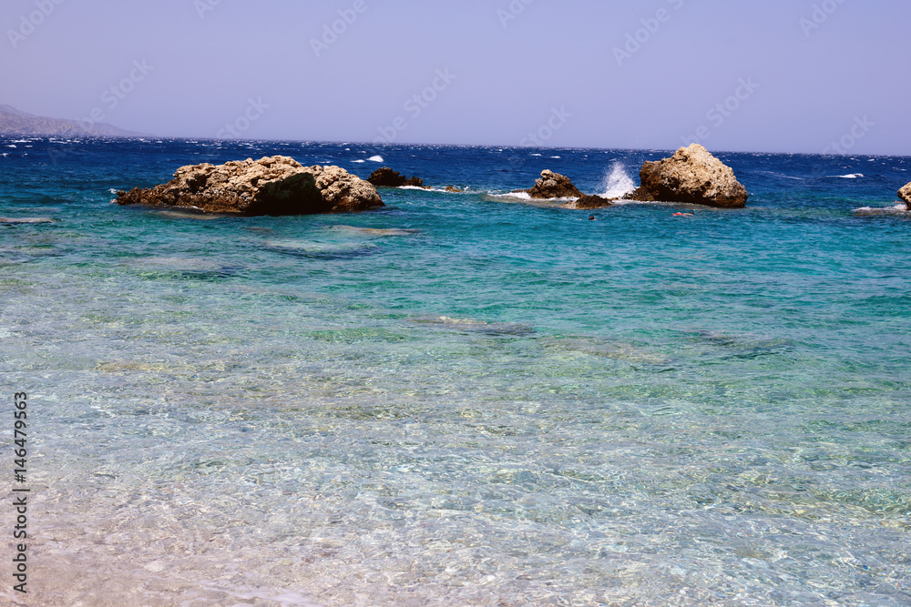 klippor, hav, medelhavet, karpathos, grekland