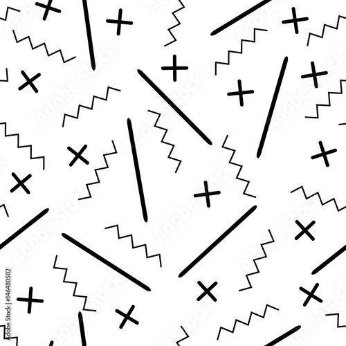 Minimalistic seamless memphis black and white pattern.
