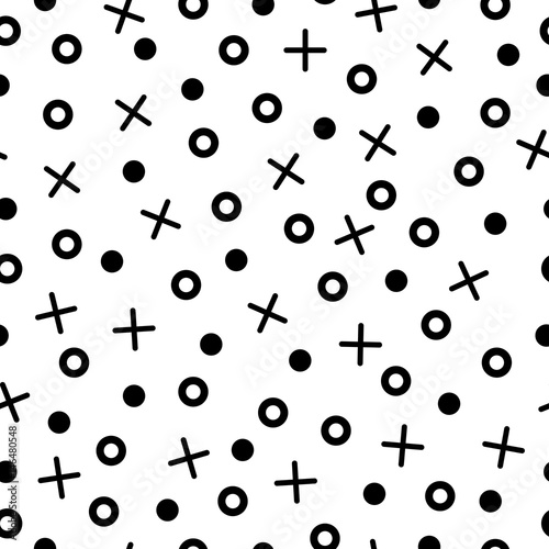 Minimalistic seamless memphis black and white pattern.