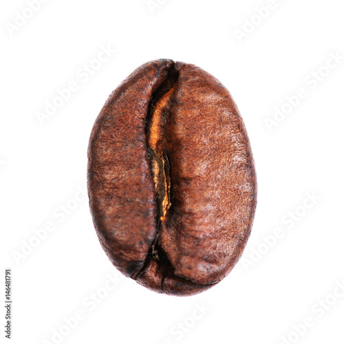  Coffee bean macro Isolated on white background.