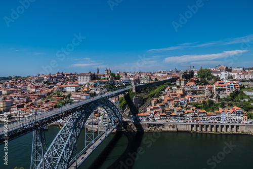 Iconic Dom Luis I bridge (1886), Douro River, Porto, Portugal. 