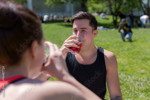 Man Drinking In Yerba Buena Park