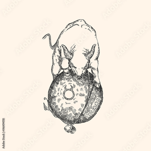 Vintage sign of zodiac.Taurus. Vector illustration.