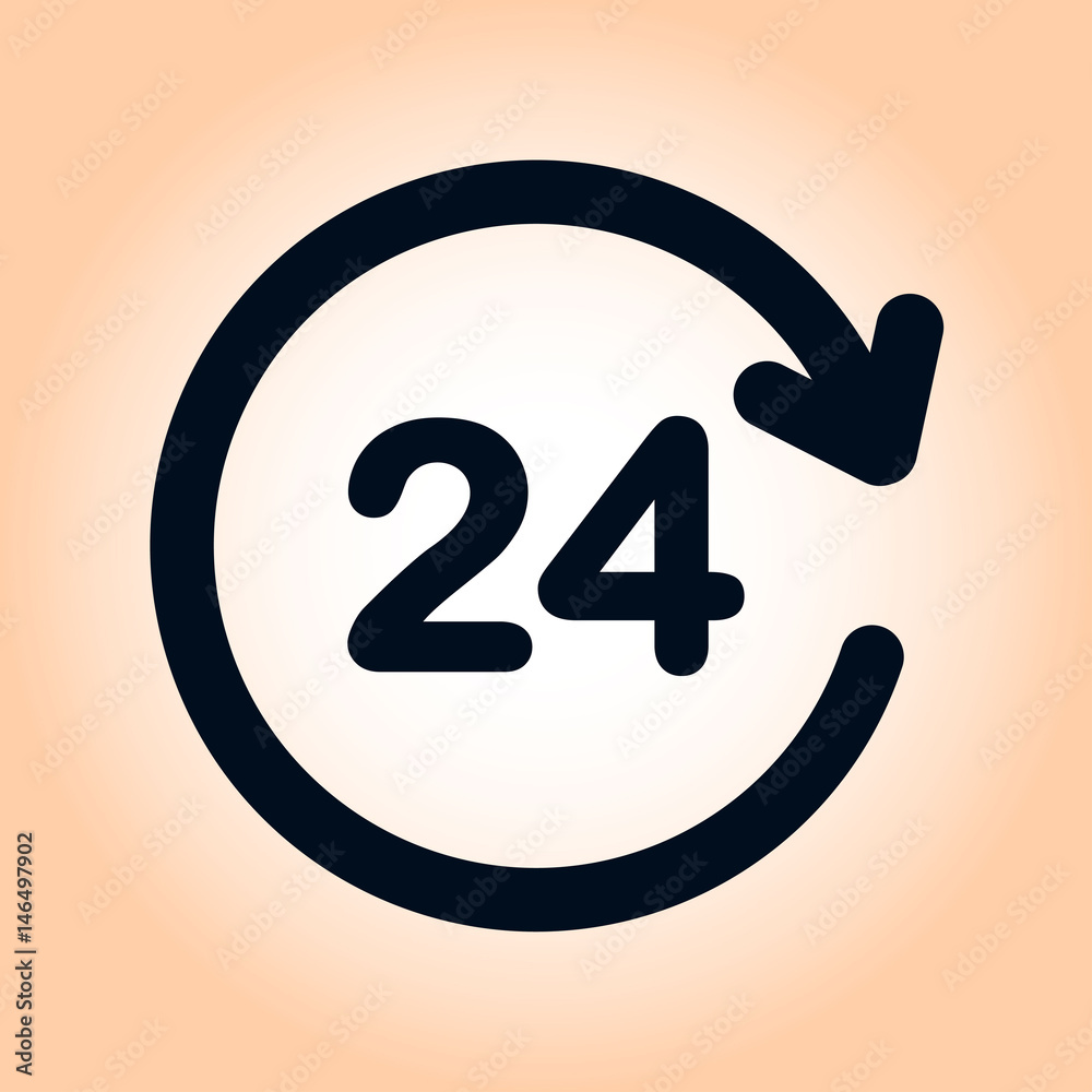 Open around the clock hours a day icon. Open around the clock hours a day icon.