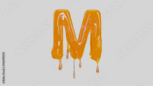Letter M in white background. 