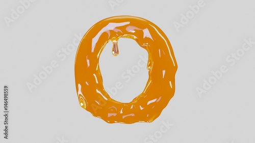 Letter O in white background. 