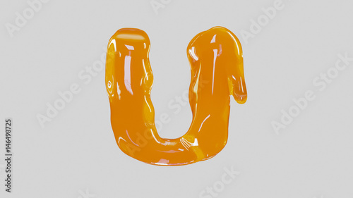 Letter U in white background. 