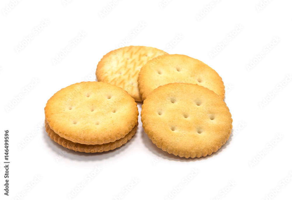 Cracker cookies cream on white background. Cracker cookies cream on white background.
