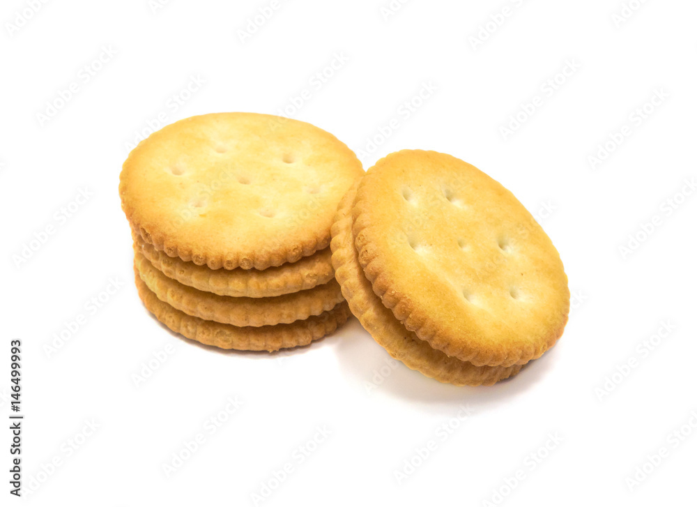 Cracker cookies cream on white background. Cracker cookies cream on white background.