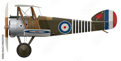 Sopwith Camel B6313 - Sept-1918 '6-Stripe' - Side Profile View