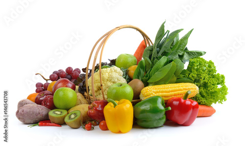 Fototapeta Naklejka Na Ścianę i Meble -  vegetables and fruits on white background