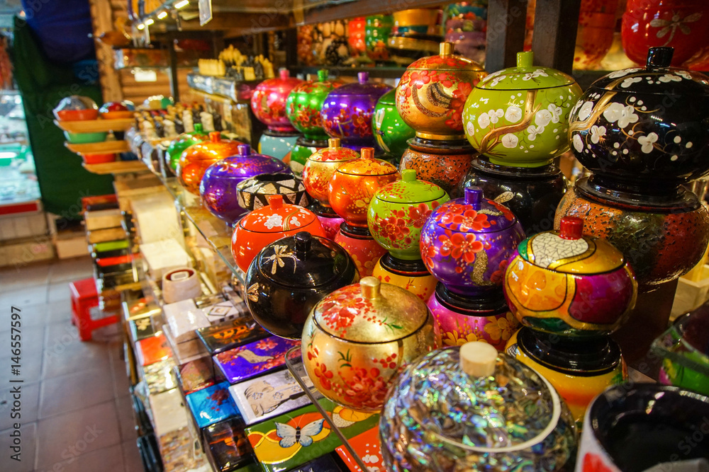 Some kind of colorful ceramics forsouvenir in Spice Bazaar ( Misir Carsisi) in Istanbul,Turkey