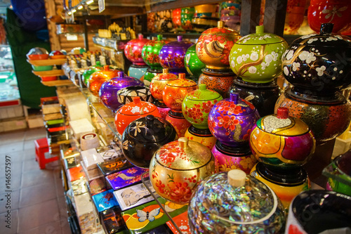 Some kind of colorful ceramics forsouvenir in Spice Bazaar ( Misir Carsisi) in Istanbul,Turkey