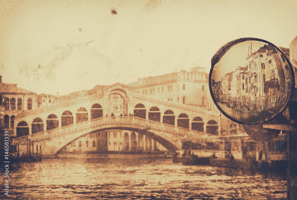 Fototapeta premium amazing Venice,Rialto bridge - artwork in painting style