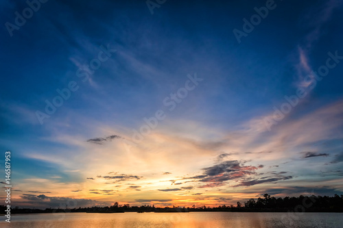 Sunset with reflection on the lake