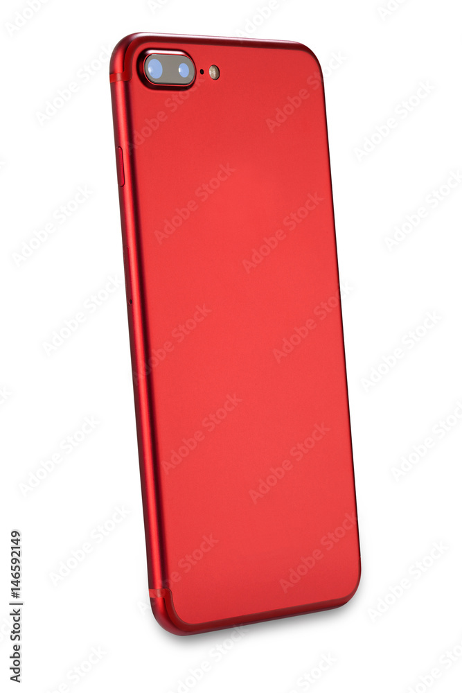Red smartphone isolated on white background