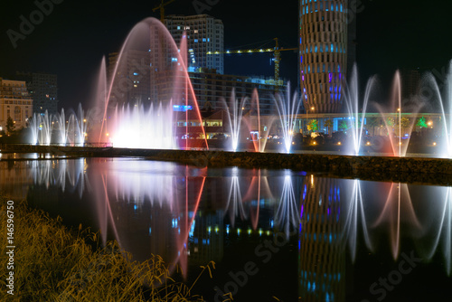 Dancing Fountains on Ardagani Lake. Batumi. Georgia