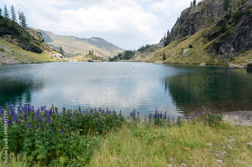 Romantic mountain lake in Alps