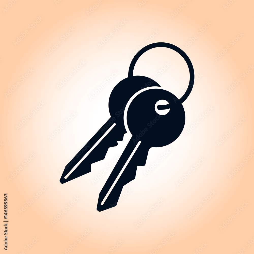 Key icon. Lock symbol. Security sign. Flat design style. Key icon. Lock symbol. Security sign. Flat design style.