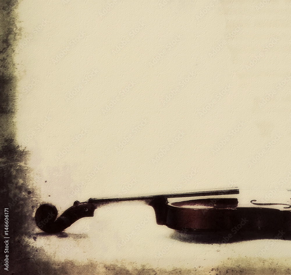 Fototapeta premium concept grunge vintage violin with bow background
