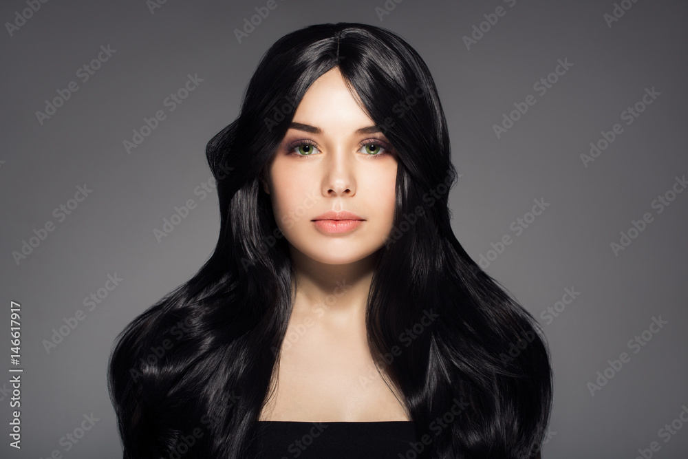 Portrait Of Beautiful Young Brunette Woman With Long Wavy Hair. Portrait Of Beautiful Young Brunette Woman With Long Wavy Hair.