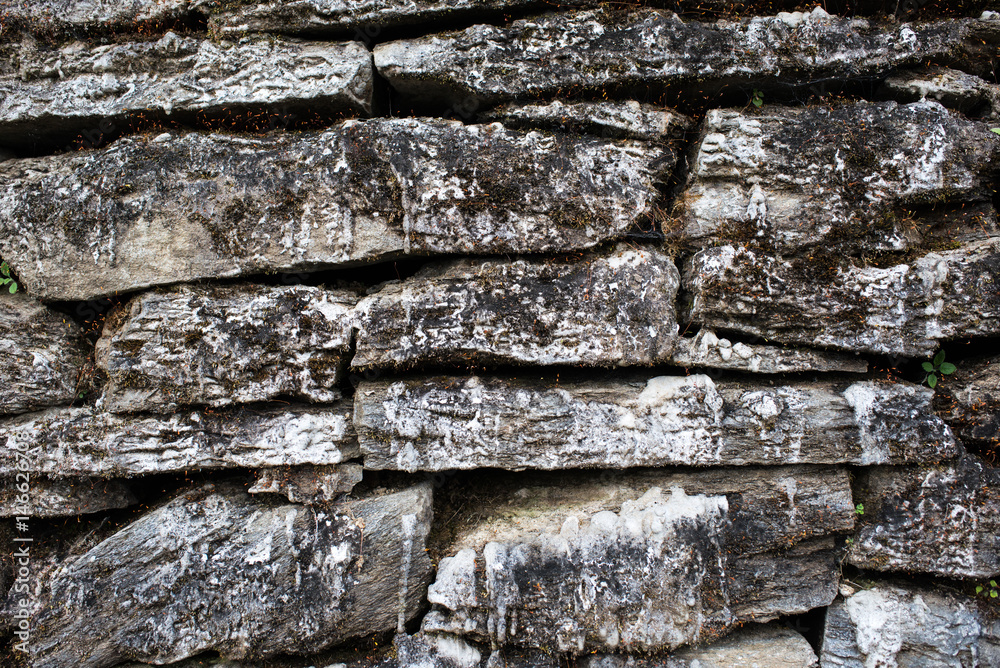 Old stone wall at Himalaya Nepal Old stone wall at Himalaya Nepal