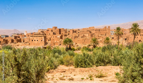 View at the Buildings of old Kasbah in Tinghir (Tinerhir) Oasis - Morocco photo