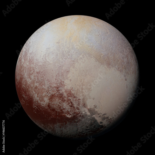 Fotografía dwarf planet Pluto isolated on black background