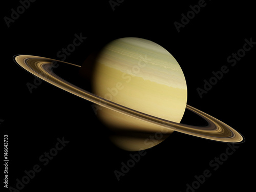 planet Saturn, isolated on black background