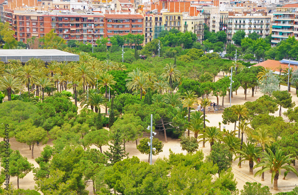 Overlooking one of the parks of Barcelona