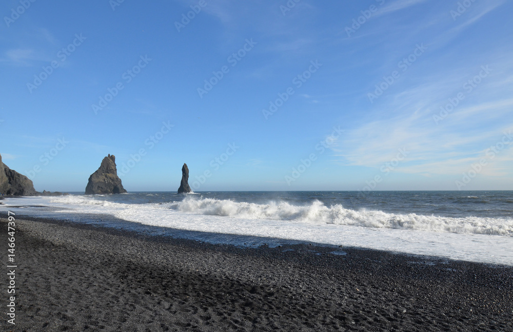 Reynisdrangar Sea Stacks Along the Reynisfjara Beach in Vik Iceland ...