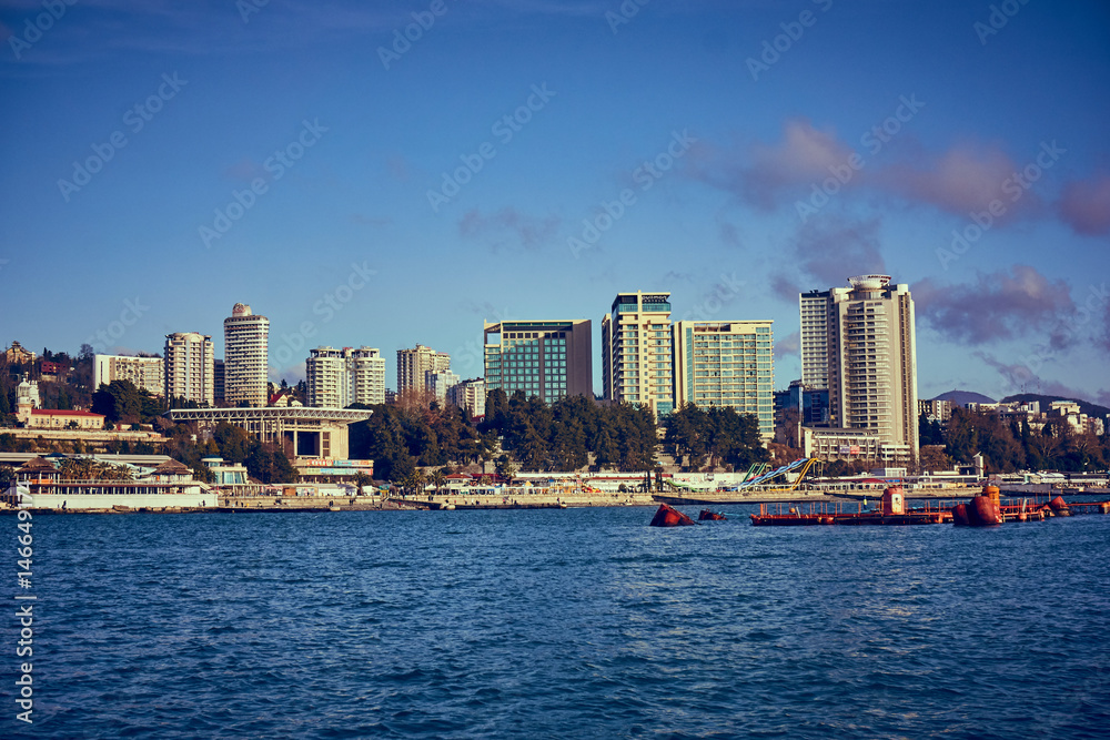 Fototapeta premium View of seaport in Sochi. RUSSIA