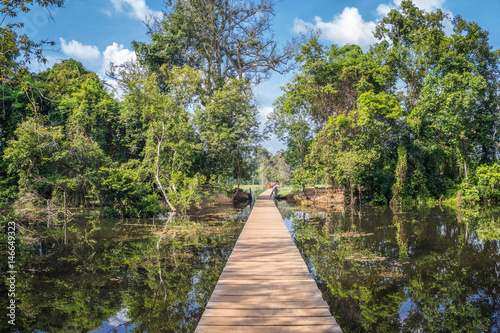 The path towards to Neak Pean temple on artificial island. Siem Reap  Cambodia
