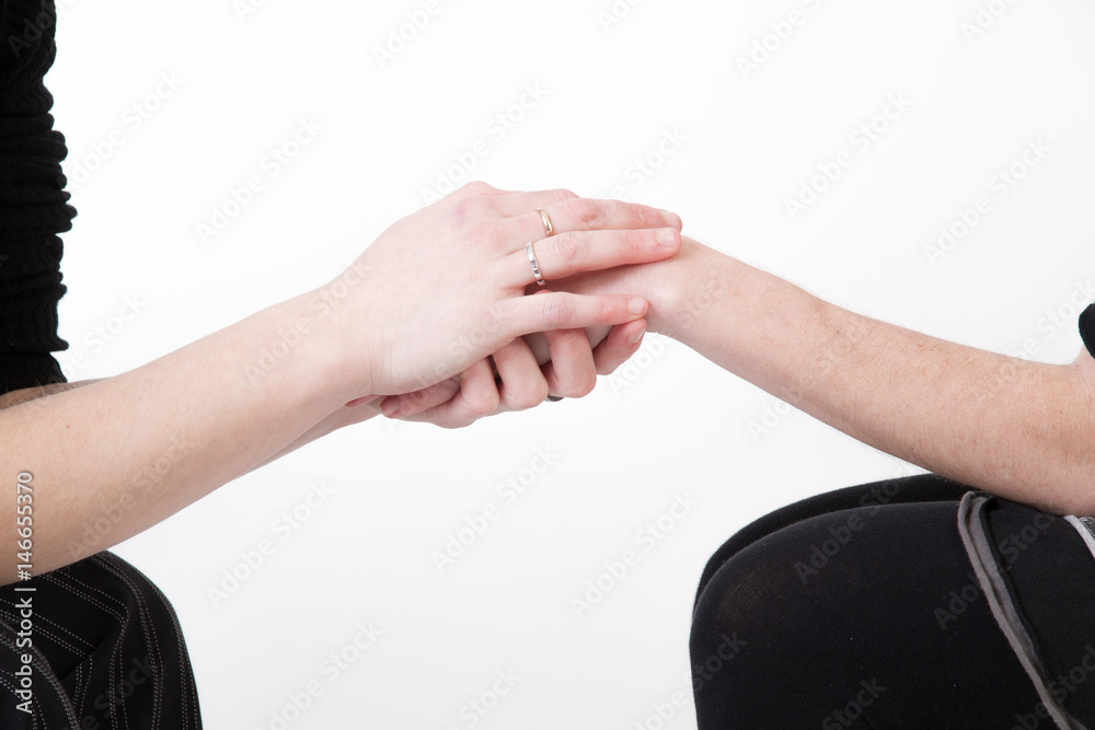 Woman holding hands